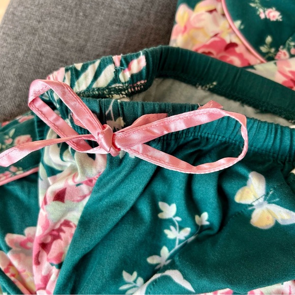 Flora Nikrooz 2-piece Floral Pajama Set, Long Sleeve, Green, Pink, Size S - Picture 6 of 12